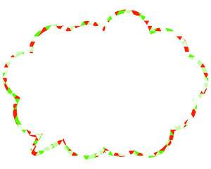 ステンドグラス風吹き出し　三角形模様　丸みのある雲形