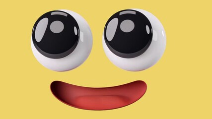 Playful cartoon face design animation isolated asset, transparent 4K video, alpha channel, ProRes 4444