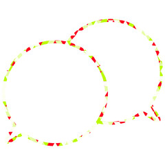 ステンドグラス風吹き出し　三角形模様　重なる会話
