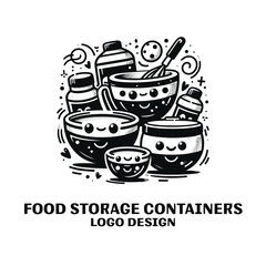 Food Storage Containers Vector Logo Design