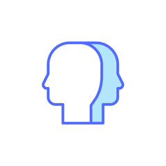 Icon Representing Mental Health Awareness with Two Silhouettes Reflecting Inner Balance and Emotional Wellness in a Minimalist Design