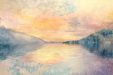 Serene lake sunset vista