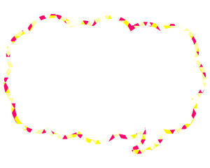ステンドグラス風吹き出し　三角形模様　細長い雲形