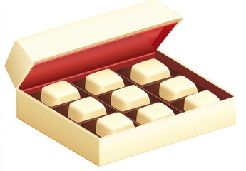 Open box of white chocolates