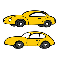 Fototapeta premium Set of Cute Cartoon Car Vector Illustrations, Funny Vehicle Clipart Collection for Kids Books, Games, Posters, Educational Designs, Adorable Car Characters