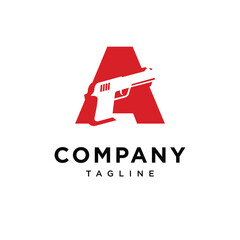  Letter A Gun Logo Icon vector