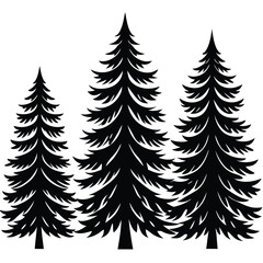 Obraz premium Spruce Trees icon set on white background