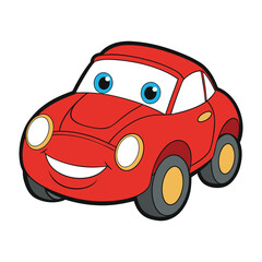 Set of Cute Cartoon Car Vector Illustrations, Funny Vehicle Clipart Collection for Kids Books, Games, Posters, Educational Designs, Adorable Car Characters