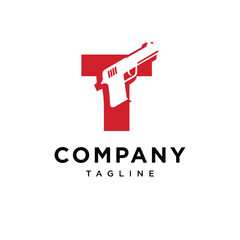  Letter T Gun Logo Icon vector