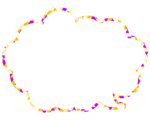 ステンドグラス風吹き出し　三角形模様　丸みのある雲形