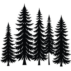 Obraz premium Spruce Trees icon set on white background