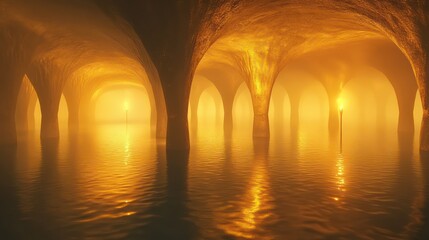 Golden abstract tunnel background