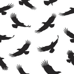 Seamless pattern featuring bold eagle silhouettes in various flying poses