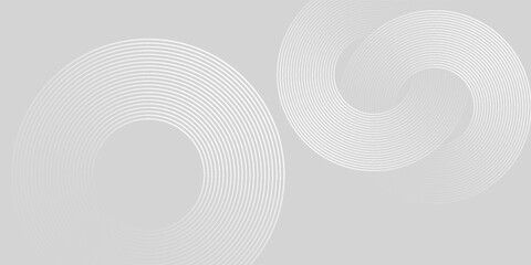 Fototapeta premium Abstract white glowing geometric lines on gray background. Modern shiny blue circle lines pattern. Futuristic technology concept. Suit for cover, poster, banner, brochure, header, website