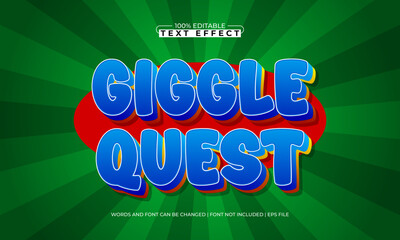 giggle quest editable text effect with a play and gaming text style