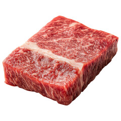 Premium cut of marbled beef showcasing rich red and white fat, perfect for grilling or searing, offering luxurious dining experience