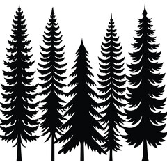 Obraz premium Trees & Forest Elements Vector Silhouette illustration 