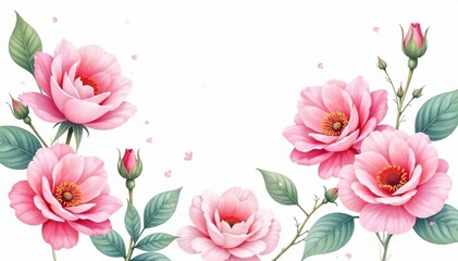 Delicate watercolor roses in soft pastel hues on white background, seamless pattern, rose