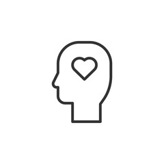 Minimalist Icon Illustrating the Concept of Mental Health with Heart Symbol Inside Human Silhouette Representing Emotional Well-Being and Self-Care Journey