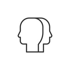 Icon of Two Silhouetted Heads Representing Mental Health Awareness and Duality of Emotions in a Supportive Context