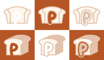 Letter P white bread. This logo combines letters and white bread. Suitable for bread shops, bakery, cafe, and the like.