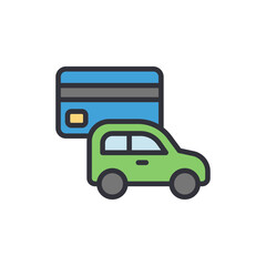 Car payment colored icons, minimalist vector illustration ,simple transparent graphic element .Isolated on white background