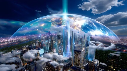 Futuristic City Under Protective Dome - Futurism