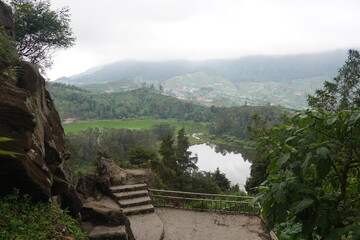 view from the top of the mountain in Dieng Indonesia