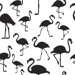 Obraz premium Seamless pattern featuring elegant flamingo silhouettes