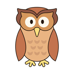 OWL cute animal doodle kawaii Japanese style illustration single icon drawing element clean flat vector