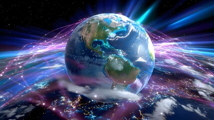 Fototapeta premium Global Network, Earth Connection, Digital World - Abstract backgrounds