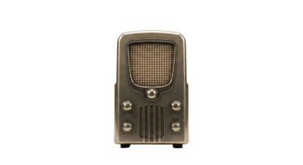 Nostalgic vibes: Vintage-inspired wireless radio on a pristine white backdrop