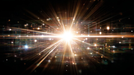 Obraz premium bright light bursting through digital screen creates stunning visual effect, evoking sense of wonder and excitement
