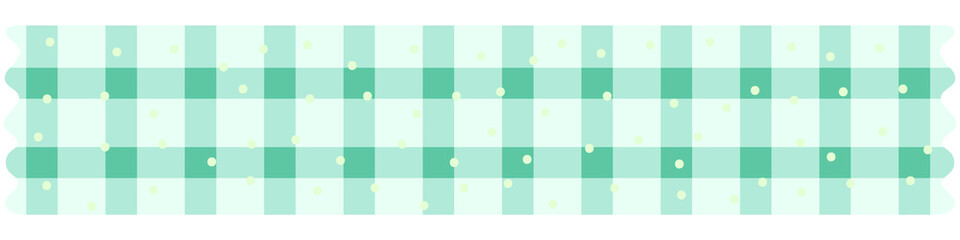 Vintage Green Gingham Check With Dot Pattern