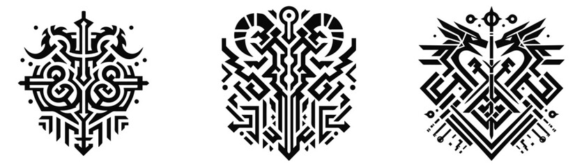 Tribal tatto set of black and white abstract vector