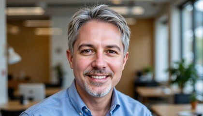 Obraz premium Business meeting highlight professional male portrait in modern office environment engaging content bright viewpoint