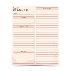 Modern and simple template for daily planner with soft pastel color of digital planner 9