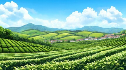 Obraz premium Serene Tea Plantation Landscape