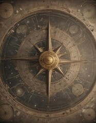 Faded celestial atlas, intricate star constellations, antique cartography, illustration, night, texture