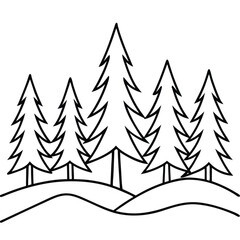 Obraz premium Trees & Forest Elements Vector Silhouette line art