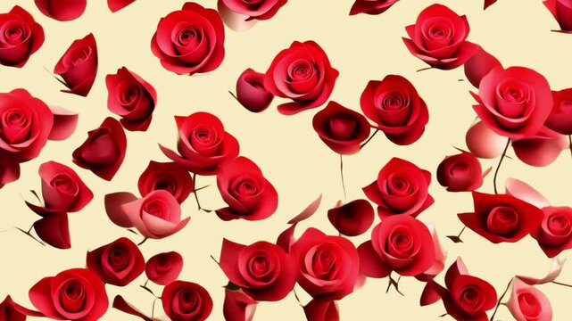 Red flower petals floating animated overlay, transparent 4K video, alpha channel, ProRes 4444