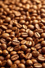Naklejka premium Light brown coffee beans, scattered, high-resolution image , cappuccino, white