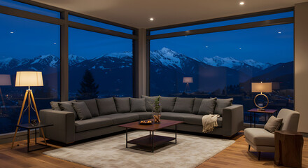 Mountain View Sectional: Twilight Elegance in Modern Living Room