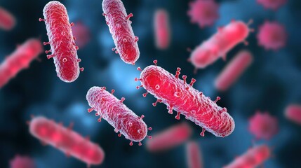 Microscopic View of Rod Shaped Bacteria Detailed 3D Render of Bacterial Cells