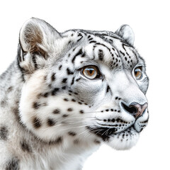 Obraz premium Snow leopard portrait feline wild animal predator isolated on transparent background png