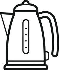Electric Kettle Line Art Vector – Minimal Black and White Outline Illustration on White Background