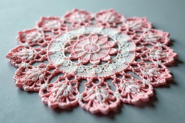 Obraz premium Intricate floral lace doily, delicate texture, vintage, shadow