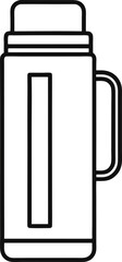 Tea Flask Line Art Vector – Minimal Black and White Thermos Outline on White Background
