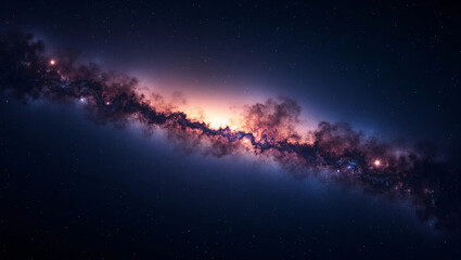 Fototapeta premium Celestial River of Stars: An awe-inspiring view of the majestic galaxy, revealing a river of countless stars, cosmic dust, and celestial formations. Capturing the mystery and beauty of the cosmos.
