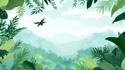 Serene Mountain Jungle Landscape
